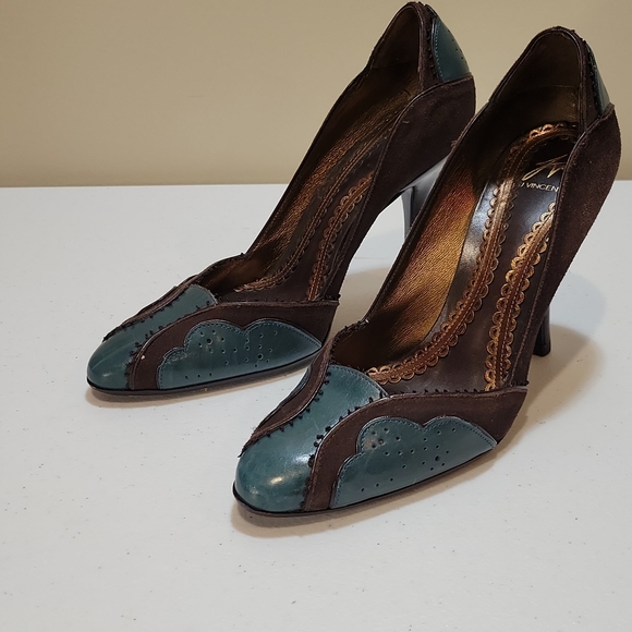J Vincent Leather and Suede High Heels, Size 7M - Picture 1 of 9